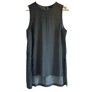 Theory silk navy geometric print sleeveless hi low hem top L excellent condition